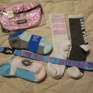Pink VS bundle. Fanny, socks, Lanyard all new